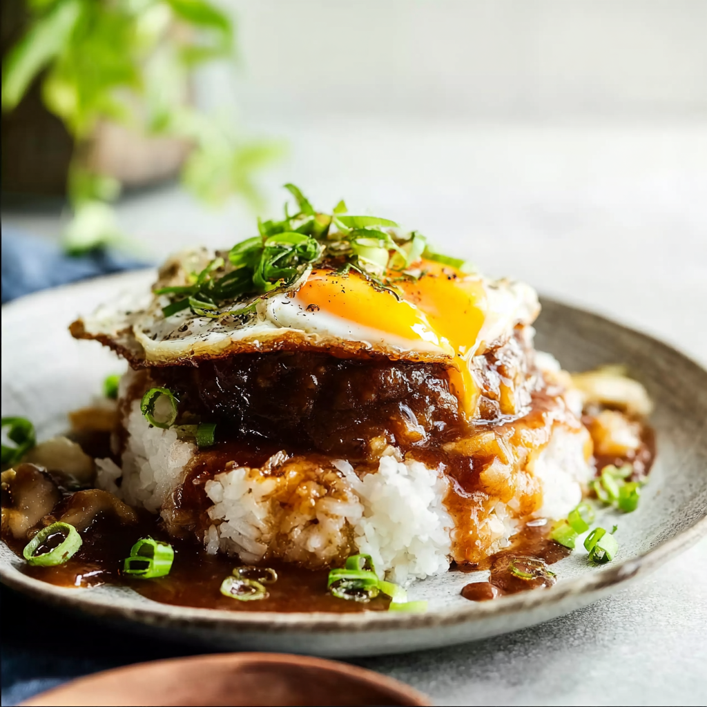 Spam Loco Moco served with rice and egg