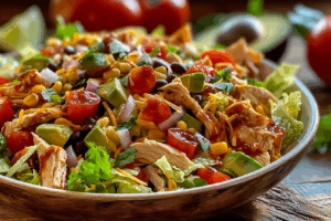 Tex Mex Taco Chicken Chopped Salad with creamy dressing