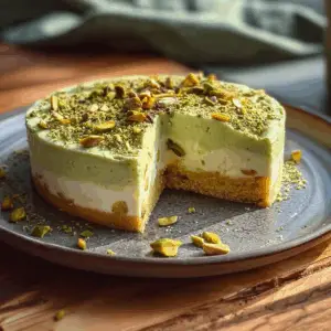 tropical pistachio bliss cake with whipped frosting