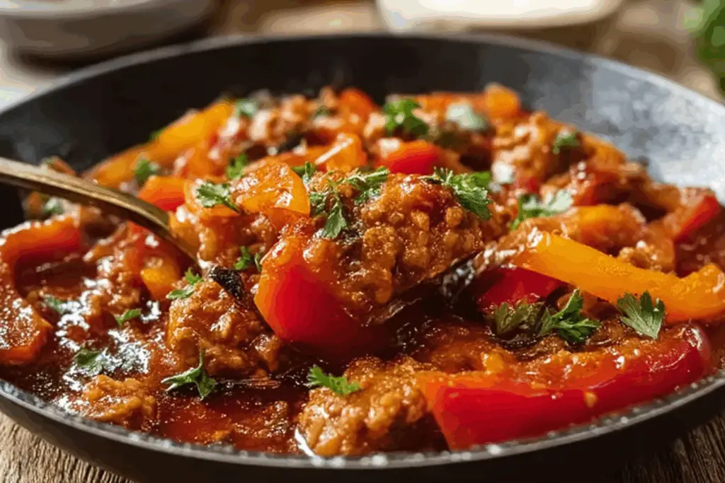 Unstuffed pepper skillet with and without rice
