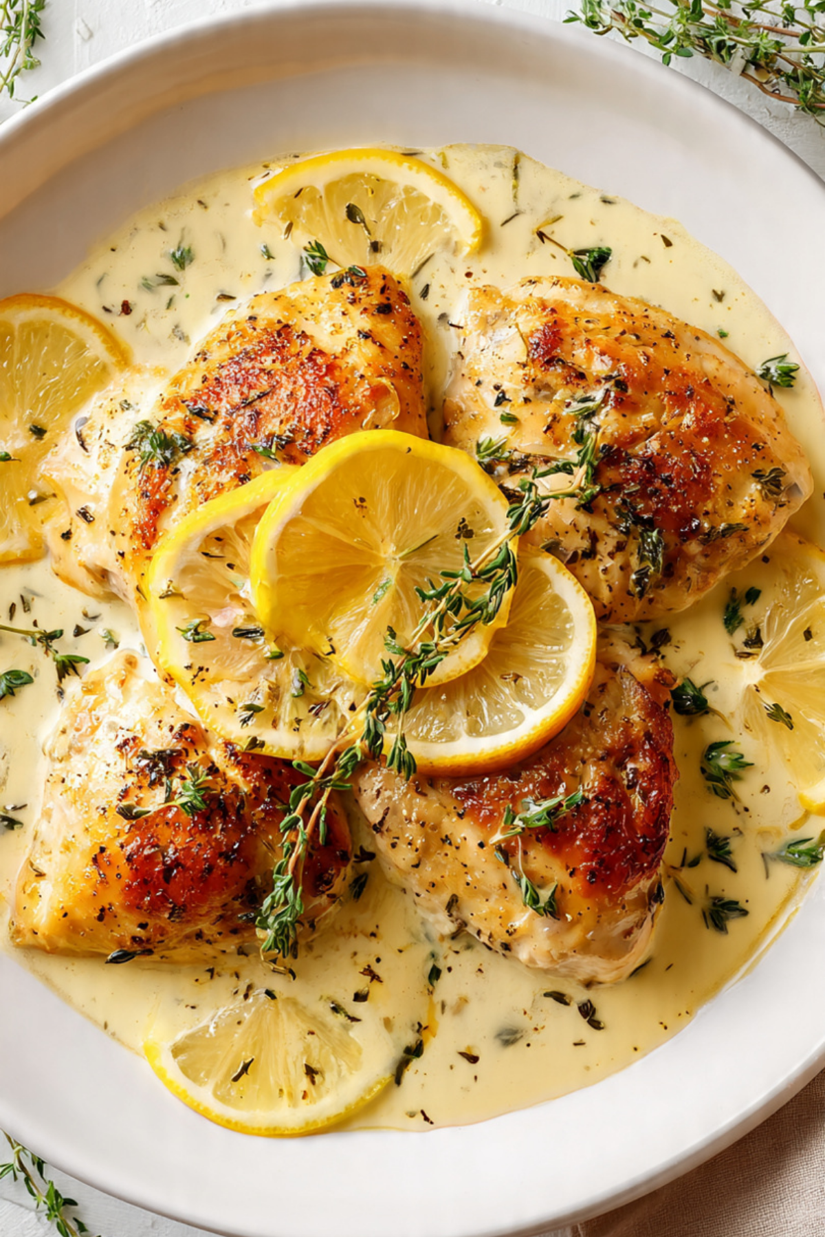 Creamy Lemon Thyme Chicken - CookingFlash