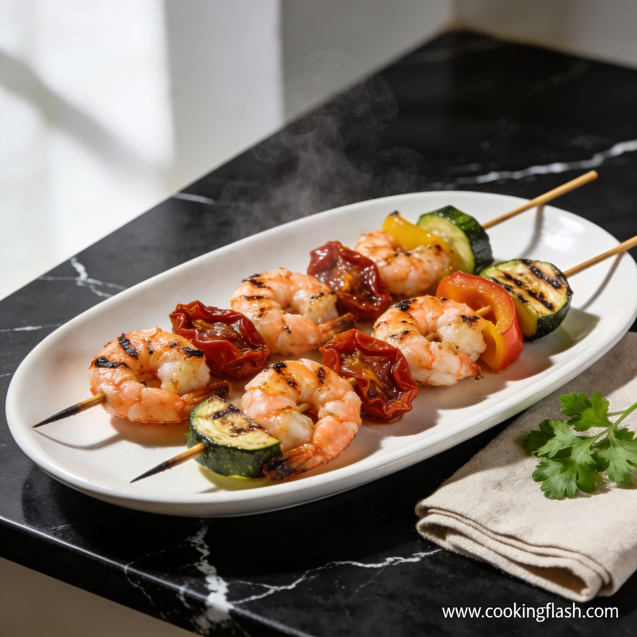 Grilled Shrimp and Vegetable Skewers With Sun Dried Tomatoes